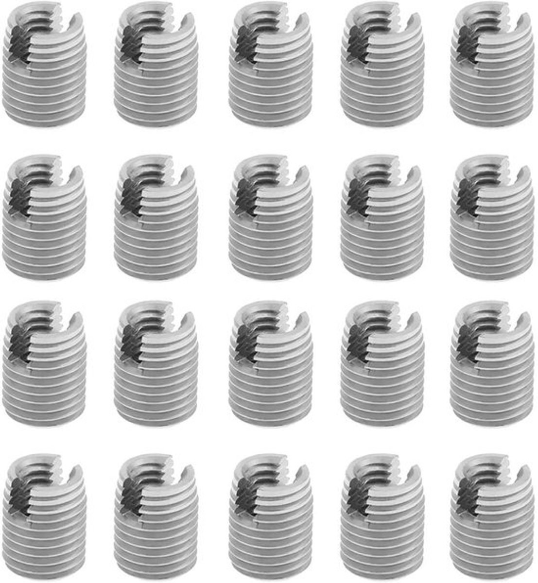 Schroefdraadinzetstukken 20 Stuks - Zelftappende Spiraalvormige Reparatieset - M4 Binnendraad - M6,5 Buitendraad - Voor Aluminium/Kunststof/Hout - Eenvoudige Installatie - Schroefdraadreparatie