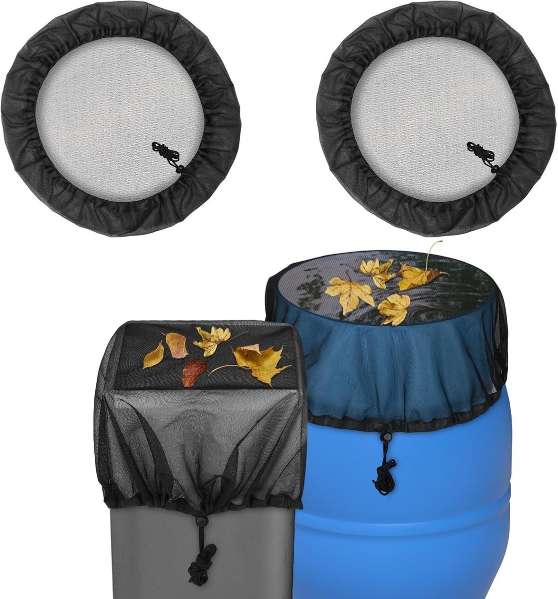 Set van 2 Waterdichte Regentonhoezen 60cm met Koordsluiting | Bescherming voor Regenwater, Tuinbewatering en Wateropslag