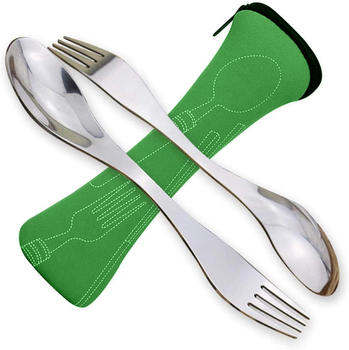 Duurzaam RVS Spork, Bestek voor Kamperen, Ideaal voor Outdoor Activiteiten, Set van 2 Bestekstukken