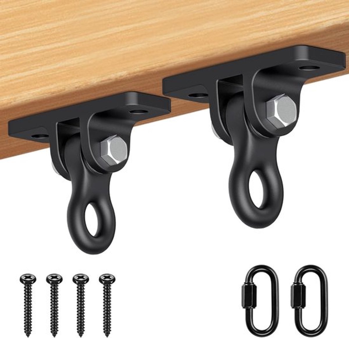 Zware Draaibare Haak voor Plafond - Ideaal voor Hangmat, Aerial Yoga en Schommels - Staal voor Houten Balken
