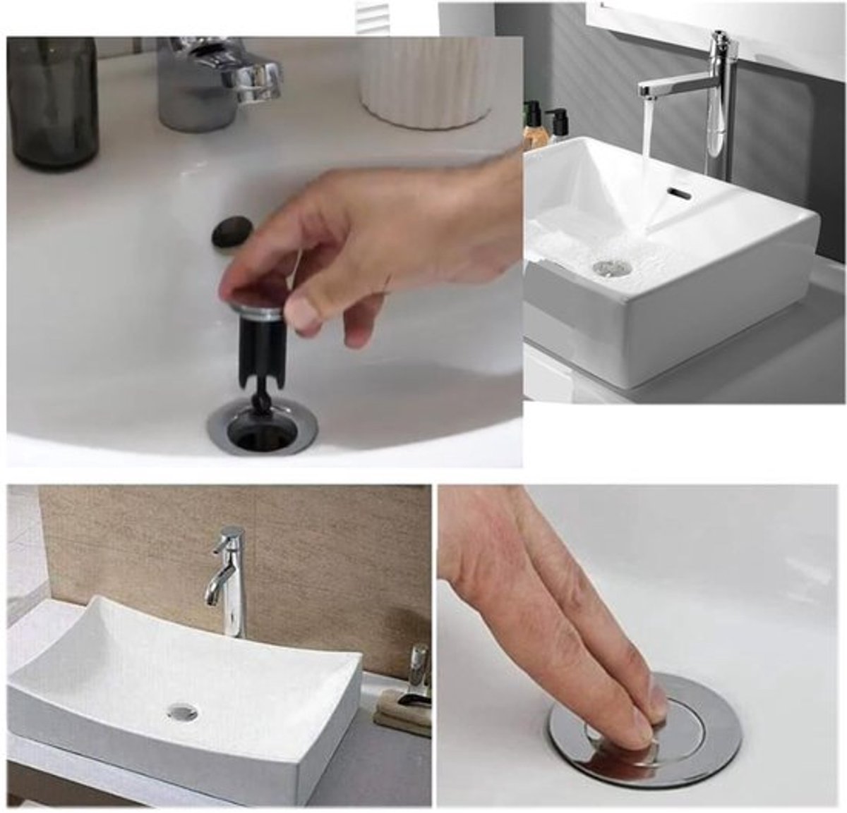 Afvoerstop Lekvrij Ontwerp - Wastafelstop - Verstelbaar - Badkamer/Keuken - 40 mm - Rubberen Ring