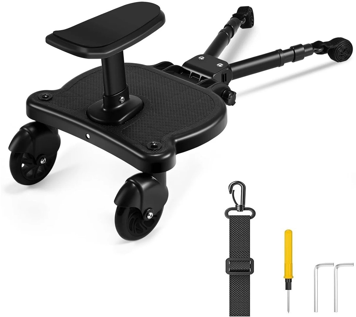 MV Labels - Universele kinderwagen plank - Buggyplank - Sta/zit - max 25 kg - Zwart
