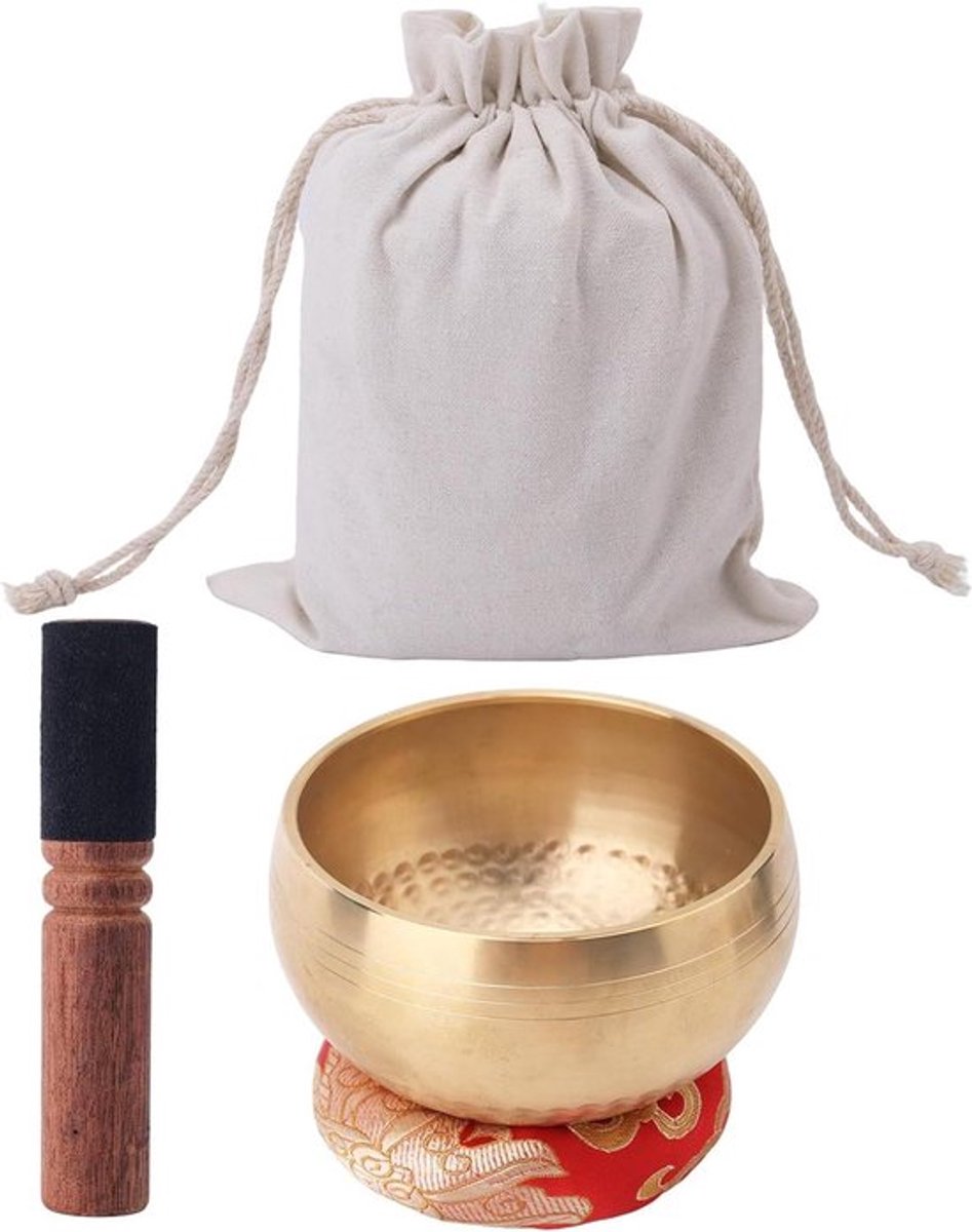 Klankschalenset - Meditatie - Helende Klankschaal - Yoga en Mindfulness - Chakra-Zelfregulatie - Ontspanning voor Mannen en Vrouwen - Inclusief Komkussen en Houten Hamer