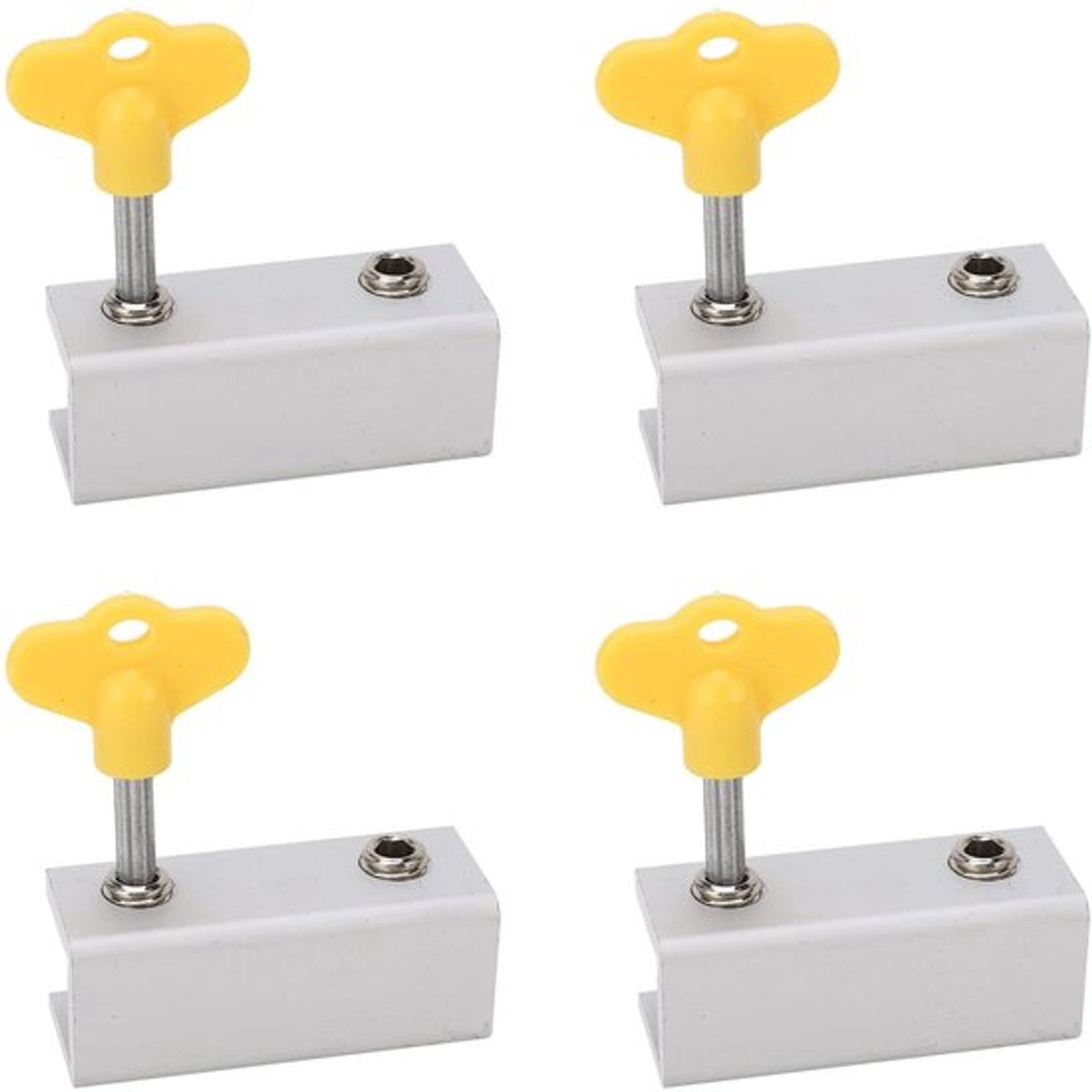 Schuifraamslot Verstelbaar - Raambeveiliging - Raamslot Kind - Aluminium/Roestvrij Staal - 4 Stuks - Geschikt voor Raildikte tot 1,6 cm