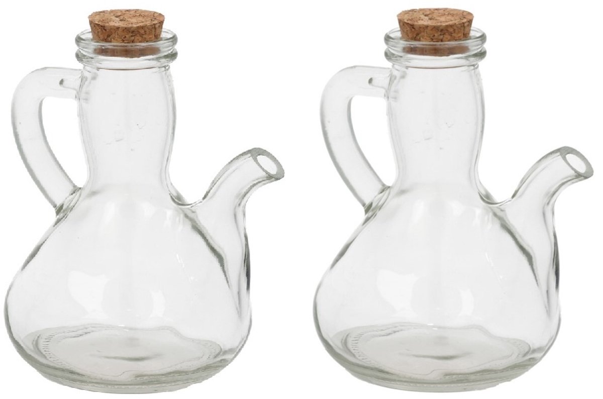 River Oil - Olie en Azijnstel met kurk - Handvat - Glas - 2st - 280ml