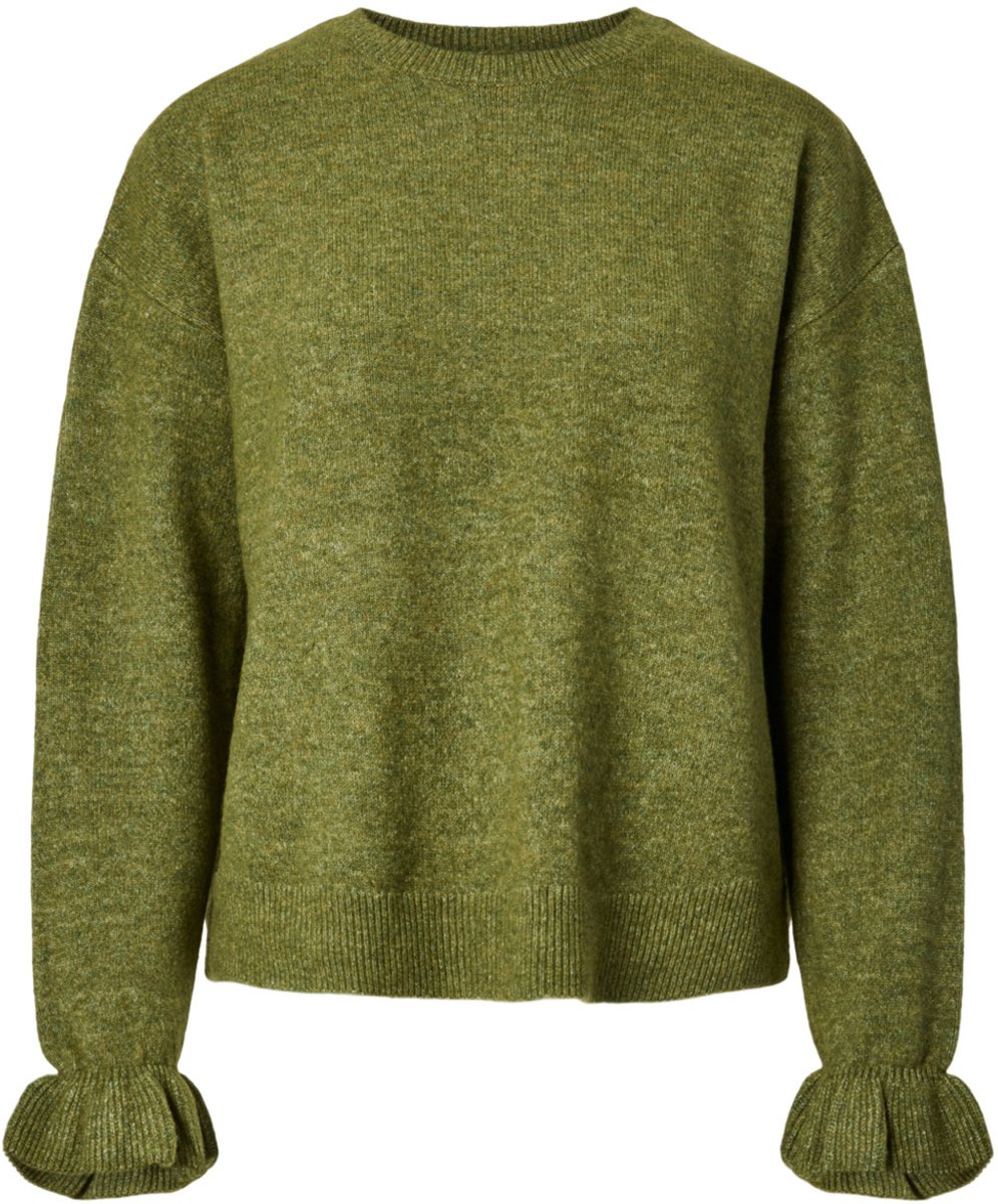 Pieces Trui Pcsally Ls Frill Cuff Knit Noos Bc 17166005 Sphagnum/melange Dames Maat - M