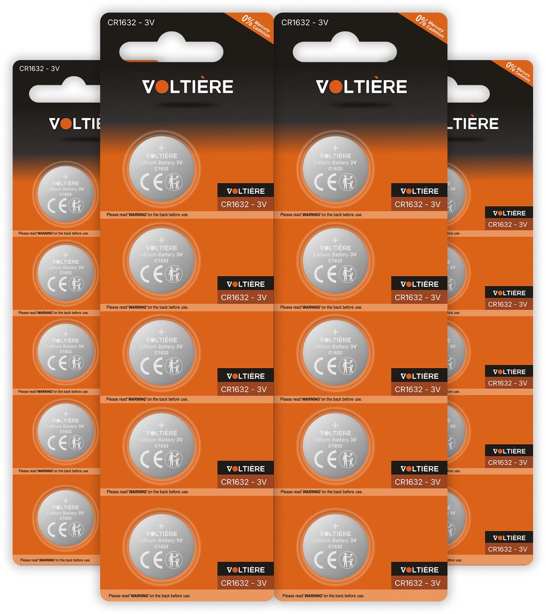 Voltière 20-Pack CR1632 Knoopcel Batterij - Lithium 3v CR1632