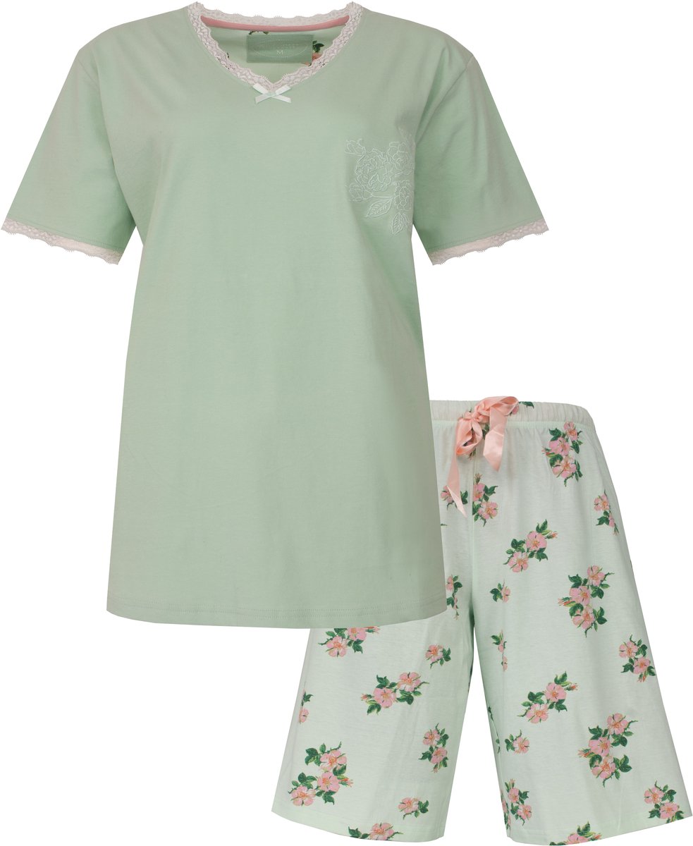 Tenderness Dames Shortama - Korte Mouwen - Groen - Maat 3XL