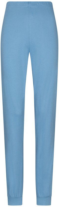 Lichtblauwe pyjamabroek met elastische tailleband en boorden.