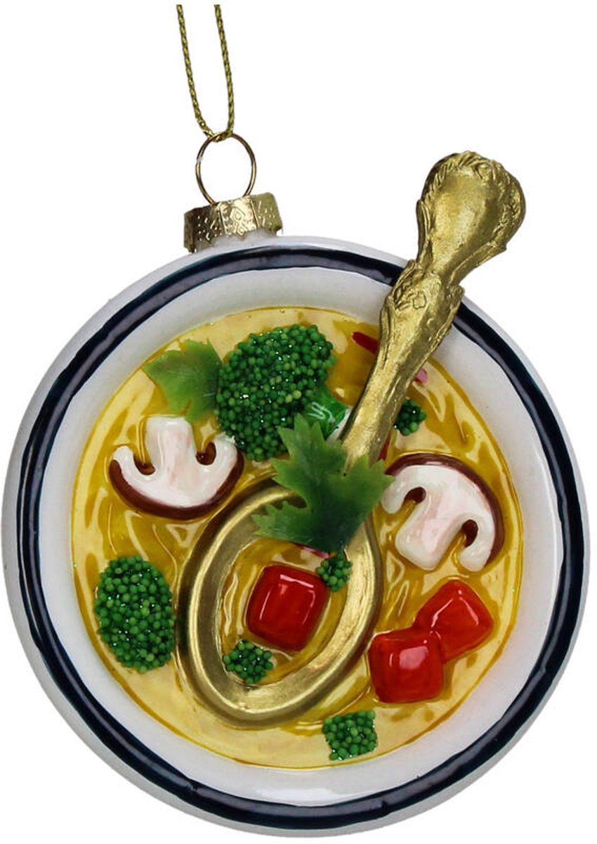 HD Collection Glazen Kerstornament Groentesoep – Multi – 9,5 cm – Kersthanger – Kerstdecoratie