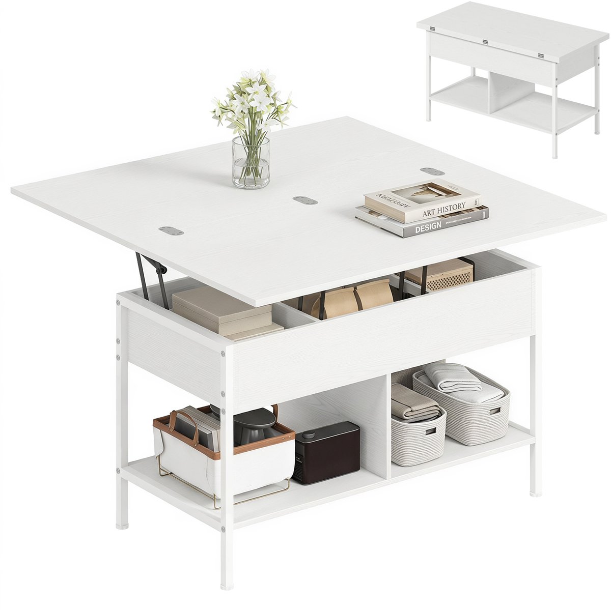 HOMCOM Salontafel - Spaanplaat - 98x49x55cm - Wit