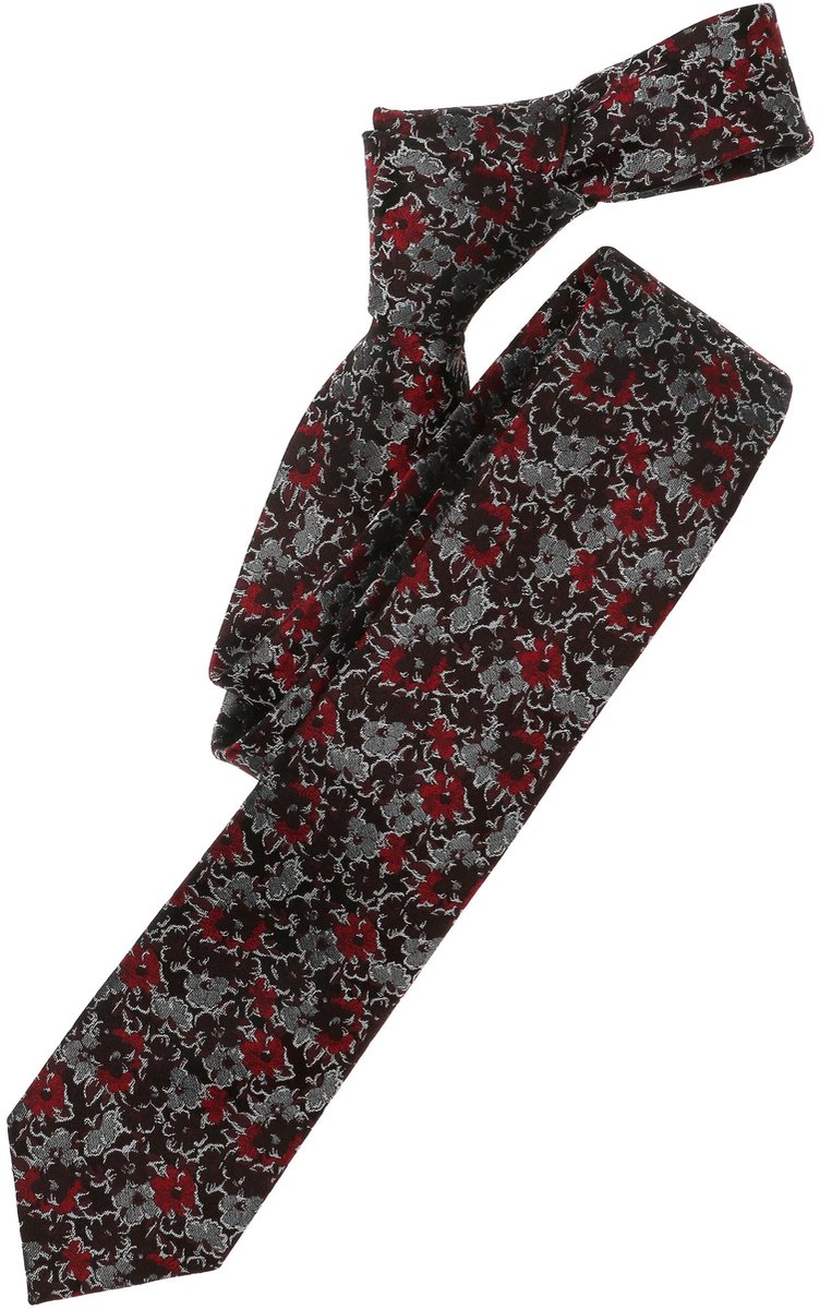 VENTI stropdas - bordeaux - grijs - rood dessin