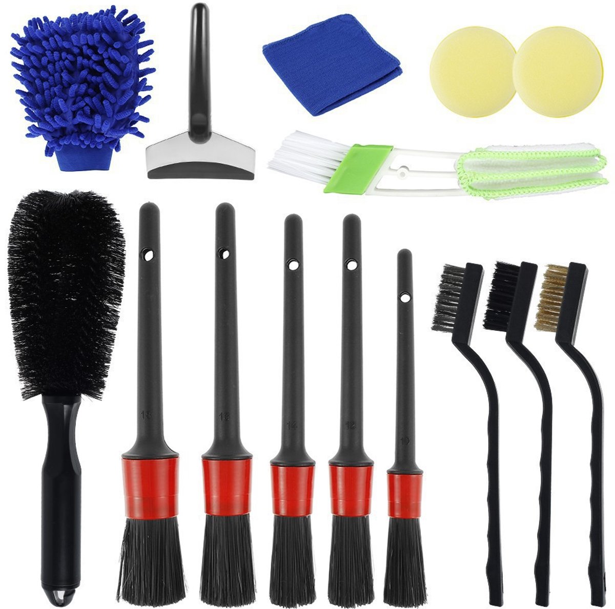 Autoschoonmaakborstel set - meervoudig pakket - ventilatierooster borstel - spleetborstel - detailborstel - voor reinigen van kleine openingen in auto‑interieur—Set 7