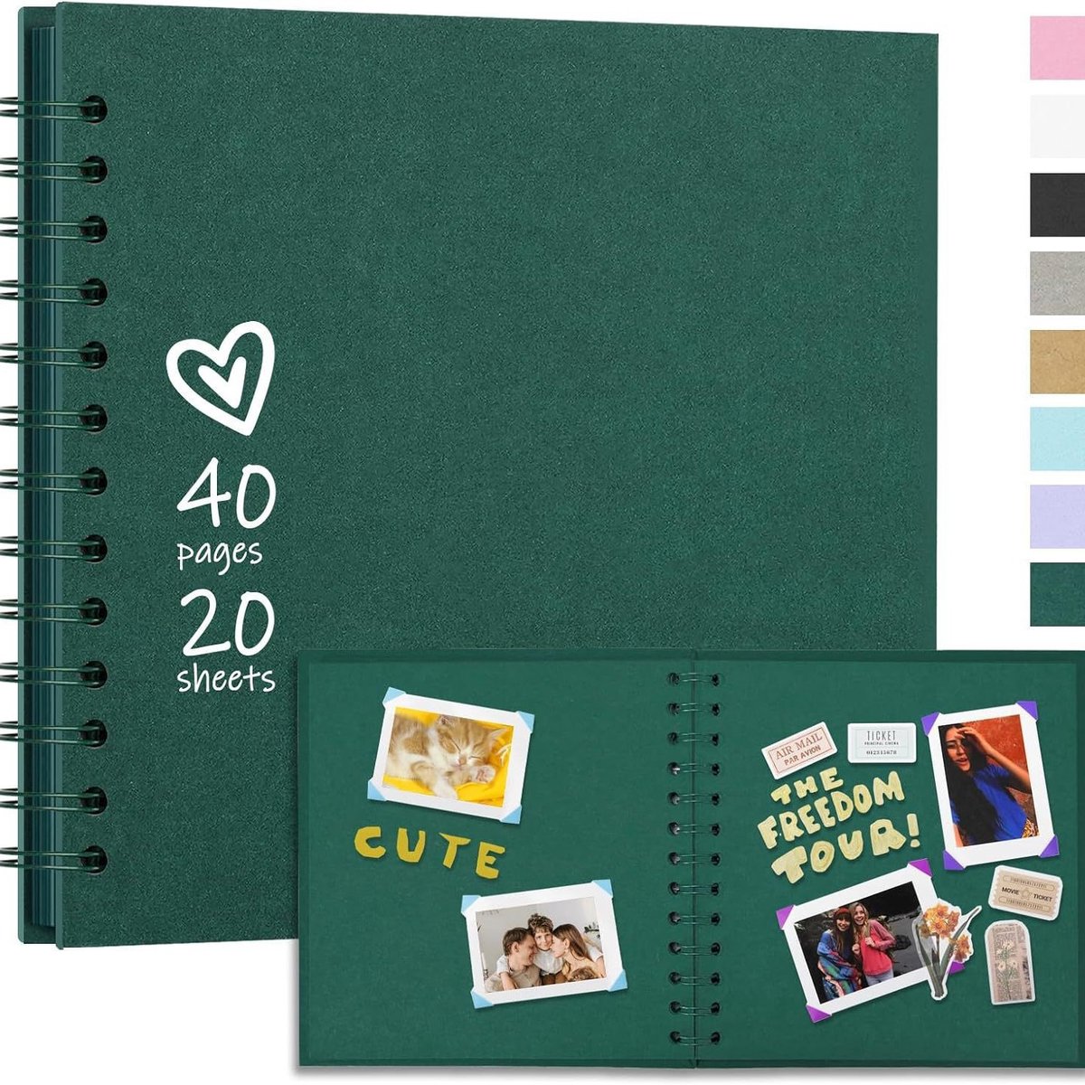 Fotoalbum - Fotoalbum insteekalbum - 7 inch - Spiraalalbum - Scrapbooking Boek - Fotoboek - Scrapbook - Plakalbum - Plakboek - Fotoalbum insteek - Fotoalbum klein - Fotoboek plakalbum - Baby Album - Fotoboek insteekalbum - DIY Scrapbook Album - Groen