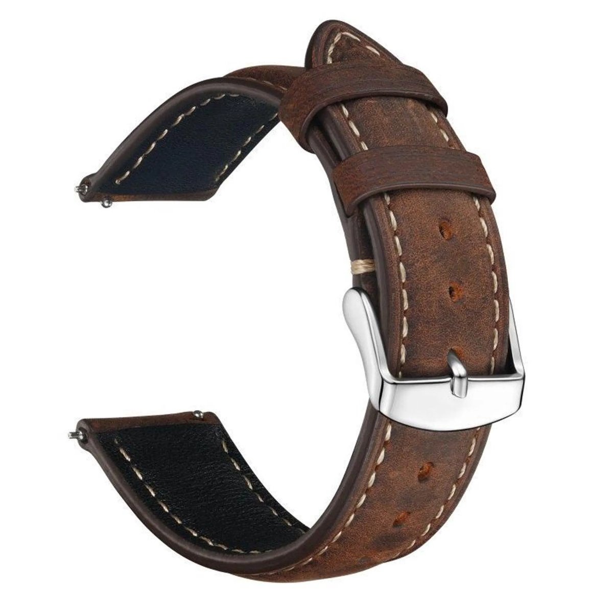 Casalora – Leren Horlogeband Dames – Donkerbruin – Vintage Stijl – Metalen Gesp – Vervangende Horlogeband – 18mm – Horlogebandje dames – Horlogebandje dames 18 mm