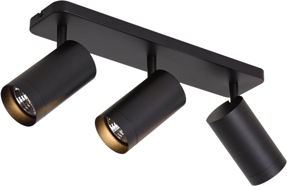 Qazqa verstelbare spot, plafondspot - Jeana Luxe - zwart , max. 10W, geschikt voor led, 44cm, rechthoekig, 3-lichts, ideaal als hal, keuken en