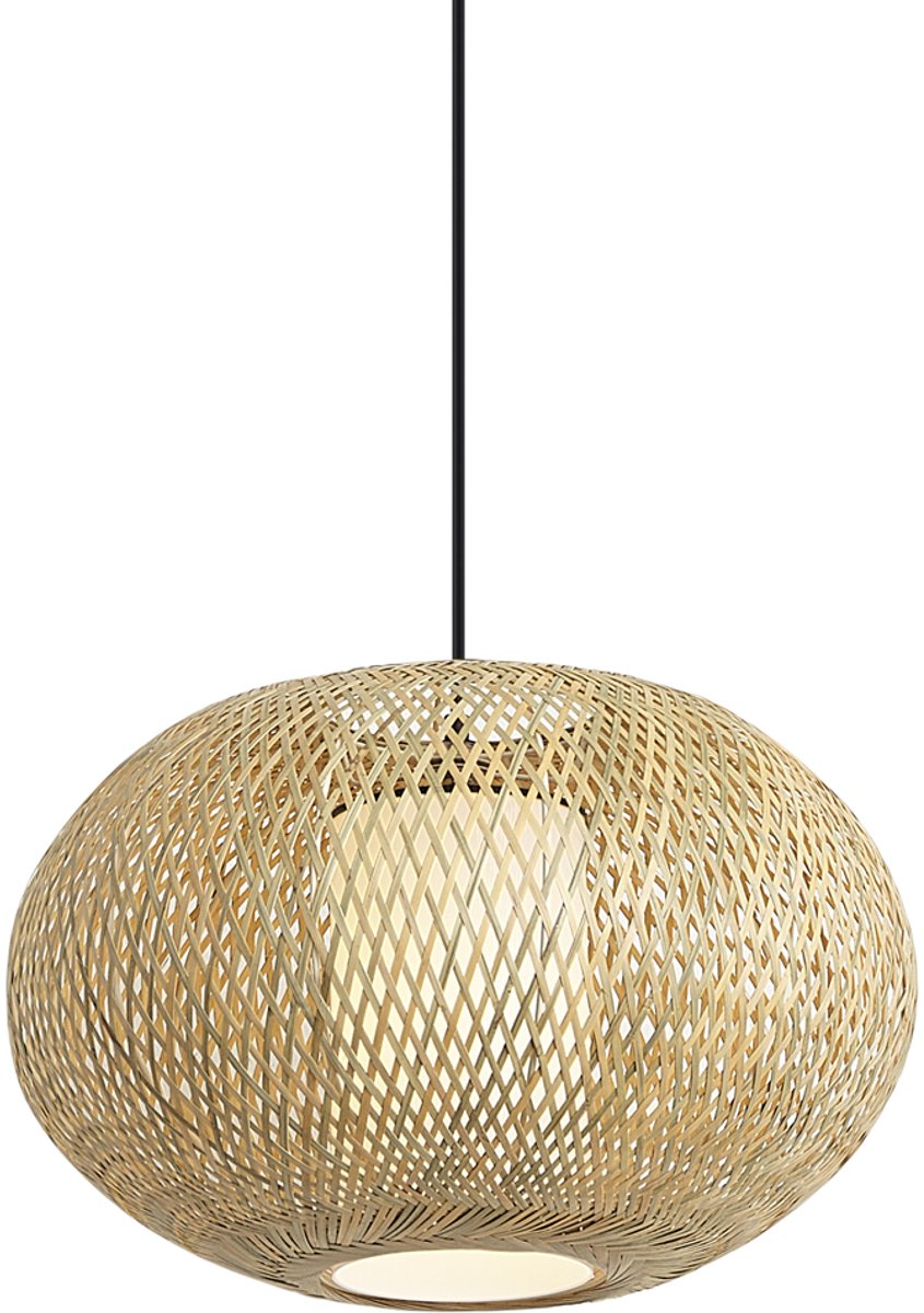 Qazqa japandi hanglamp voor in de tuin - Moana - naturel, max. 15W, geschikt voor led, 50cm, IP44