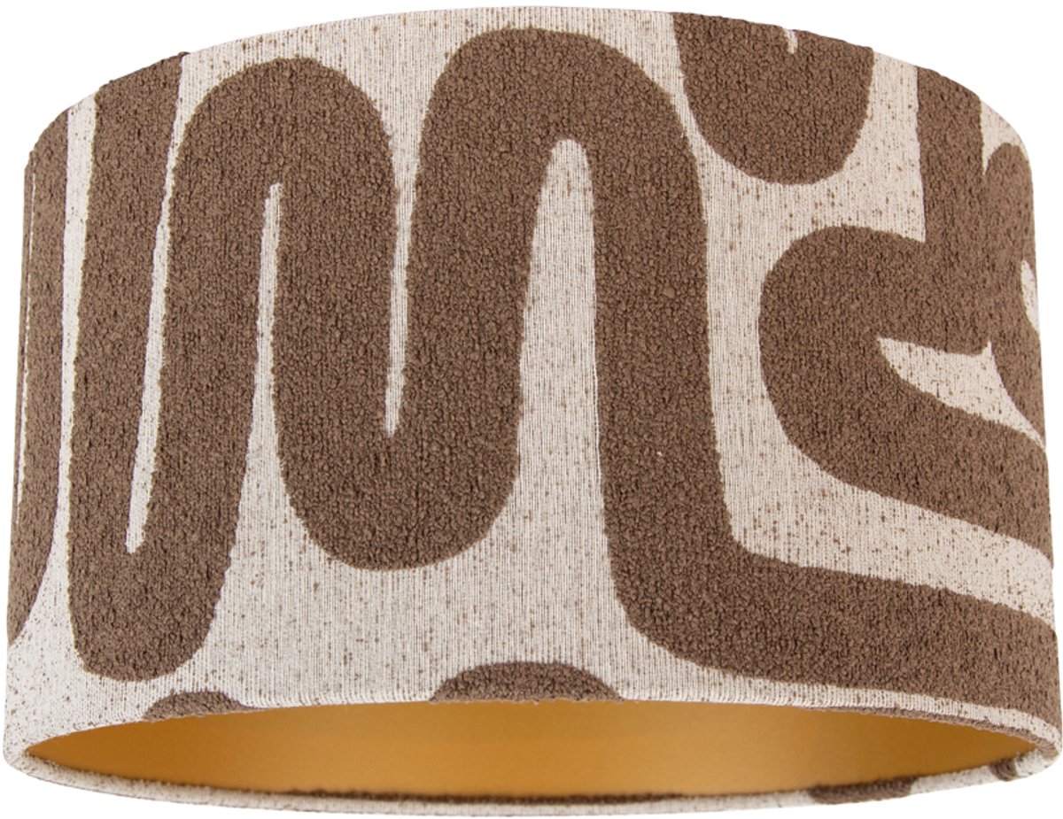 Qazqa moderne Lampenkap - Cilinder Bruin Beige - bruin, rond, supports-e27, diameter 35 centimeter