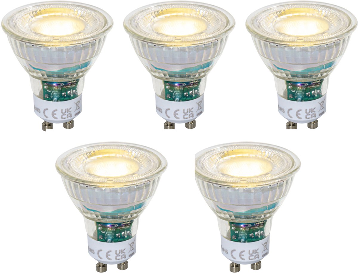 Luedd Set van 5 GU10 50mm dimbare LED lampen helder 2.5W 450 lm 3000K