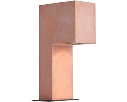 Qazqa moderne sokkellamp, padverlichting, buitenlamp voor in de tuin - Pompei - bruin, max. 10W, geschikt voor led, 35cm, IP44, rechthoekig