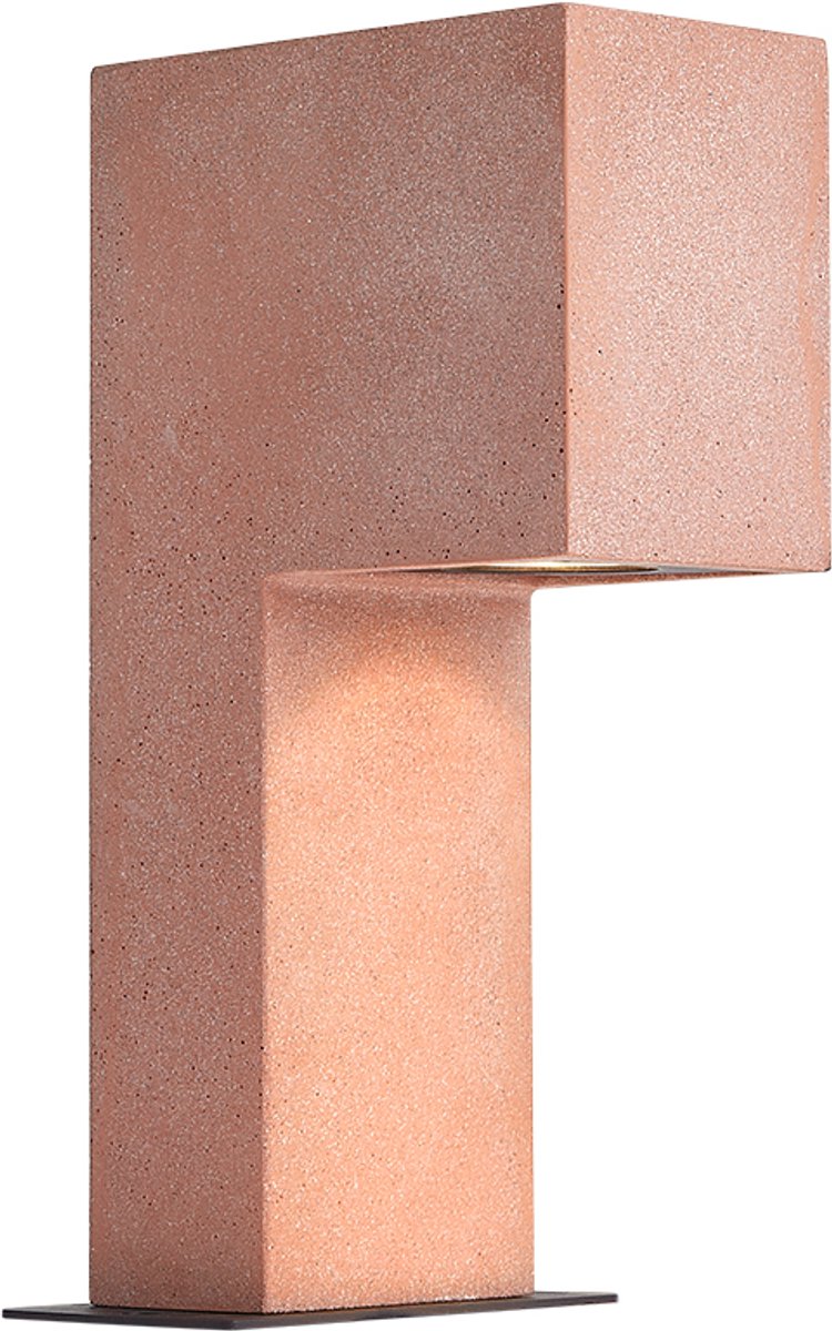 Qazqa moderne sokkellamp, padverlichting, buitenlamp voor in de tuin - Pompei - bruin, max. 10W, geschikt voor led, 35cm, IP44, rechthoekig