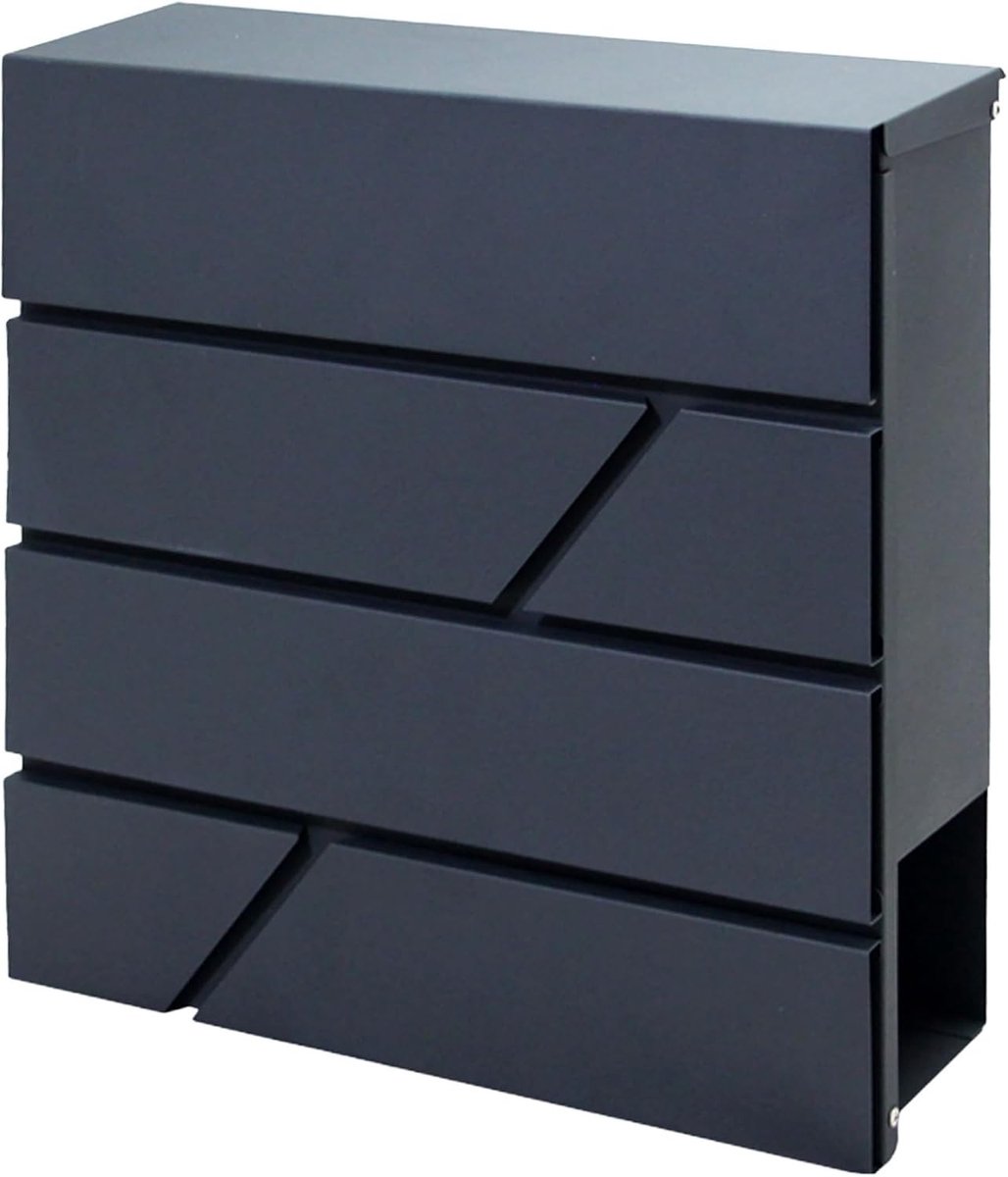 Brievenbus voor Buiten - Antraciet - 370 x 370 x 110 mm - Gegalvaniseerd Staal met Tijdschriftenrek - Voor Muur- of Hekmontage