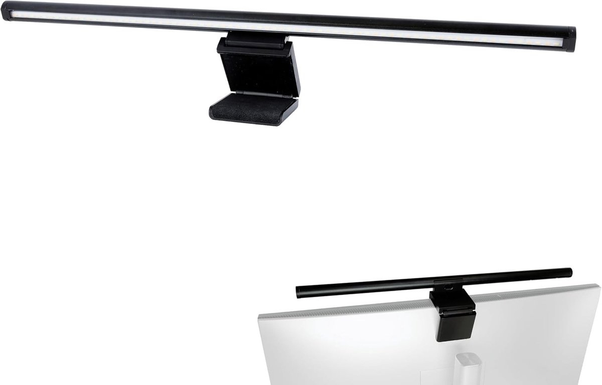 Monitor USB-lamp - Zwart - 49 cm - Klembare Batterijklemlamp met Noodaccu - Voor Kantoor en Gaming