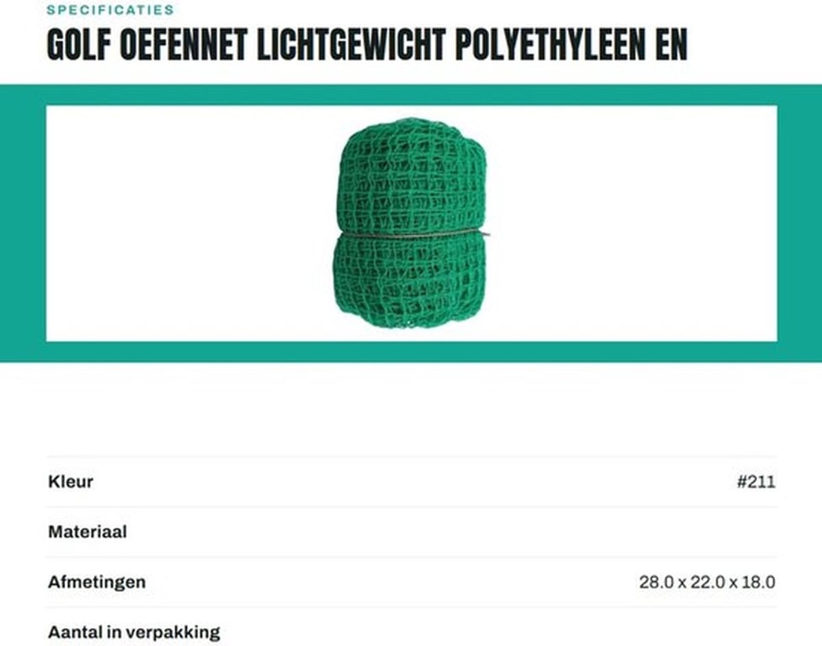 Golfnet 3x3m - Duurzaam Polyethyleen/Polypropyleen - Lichtgewicht/Opvouwbaar - Indoor/Outdoor - Golf Oefennet - Gemakkelijk te Installeren