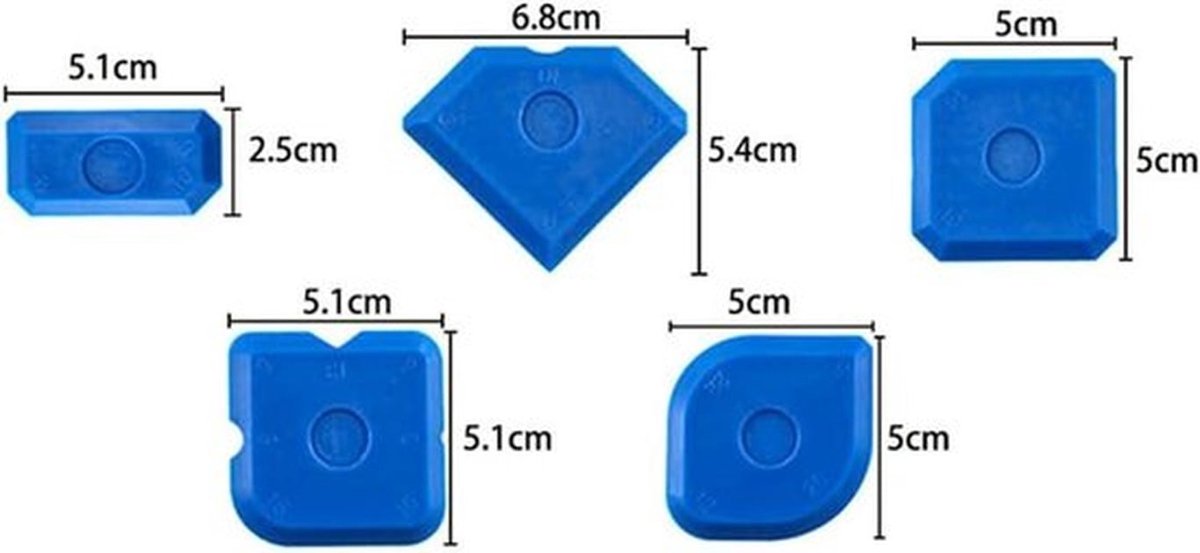 Siliconenkit- kitafwerkingstool - Blauw - Applicator - 5-delige kit - Geschikt voor badkamer - Blauw model - Kitafwerkingstool voor badkamer siliconenkit