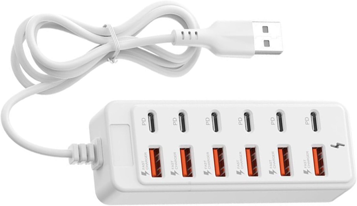 Type-C strip-converter, 12 poorten, snel laadstation met 66 W, meerdere apparaten, universele basis voor laptop, efficiënt apparaat