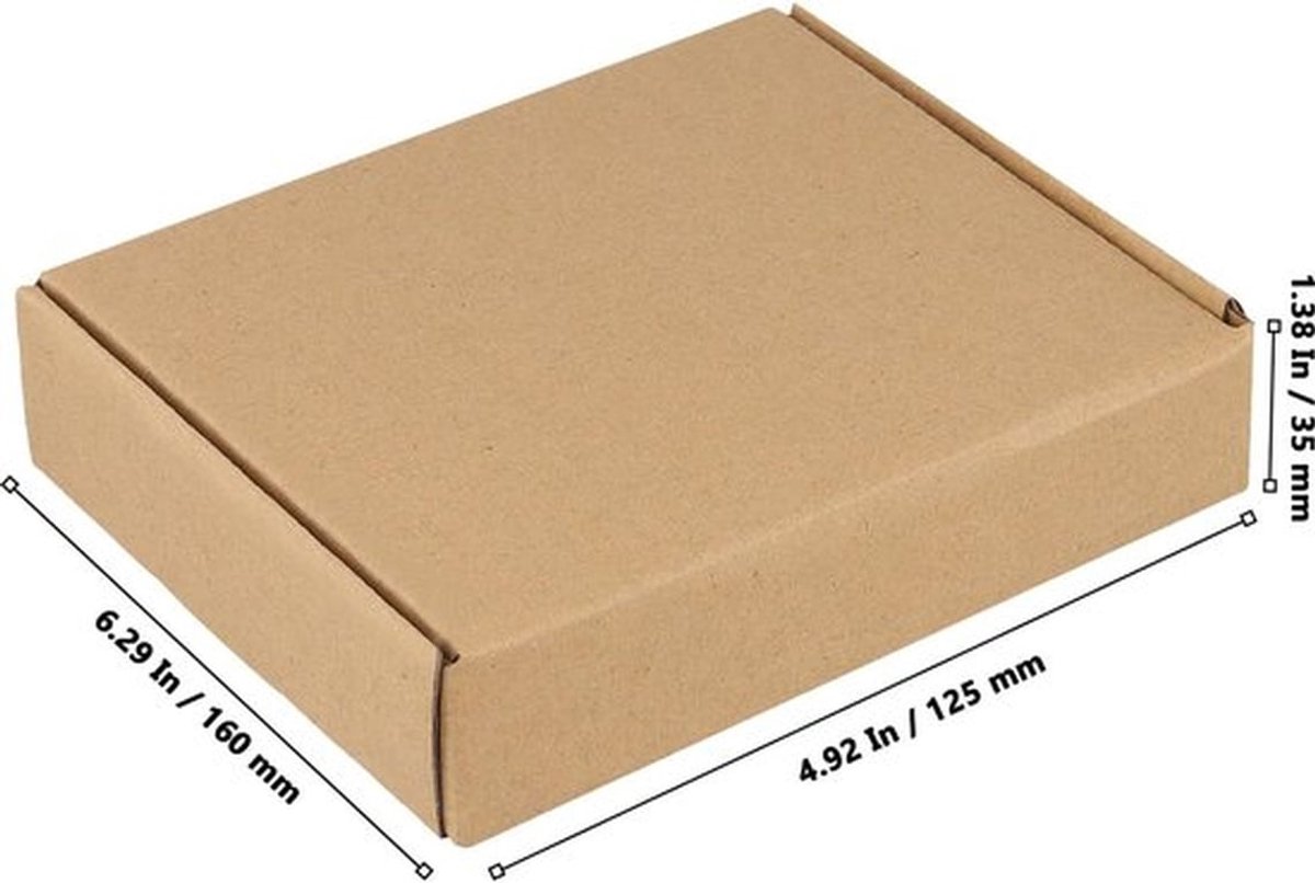 60 Stuks Golfkartonnen Verzenddozen - Bruine Pakketdozen 16 x 12,5 x 3,5 cm