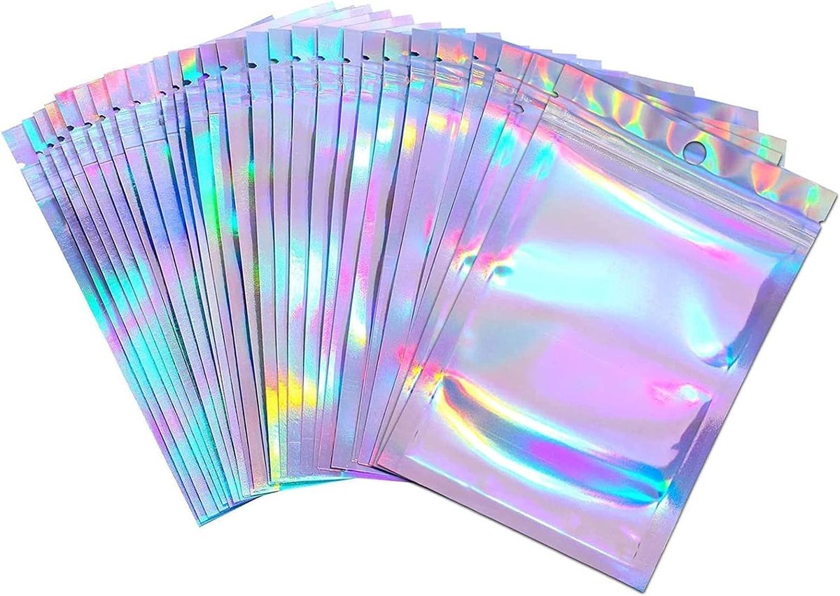 Holografische Ziplock Zakken - Transparant - 7 x 10 cm - Geurbestendig en Hersluitbaar - Voor Voedselopslag en Sieraden