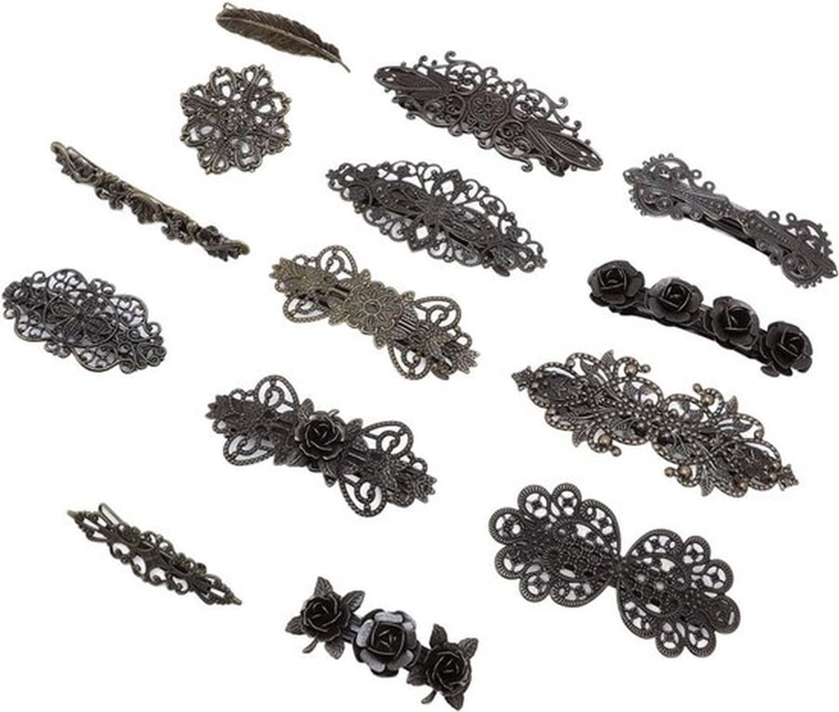 Elegante Vintage Bronzen Bloem Haarspelden voor Bruiloften, Feesten en Fotoproducties