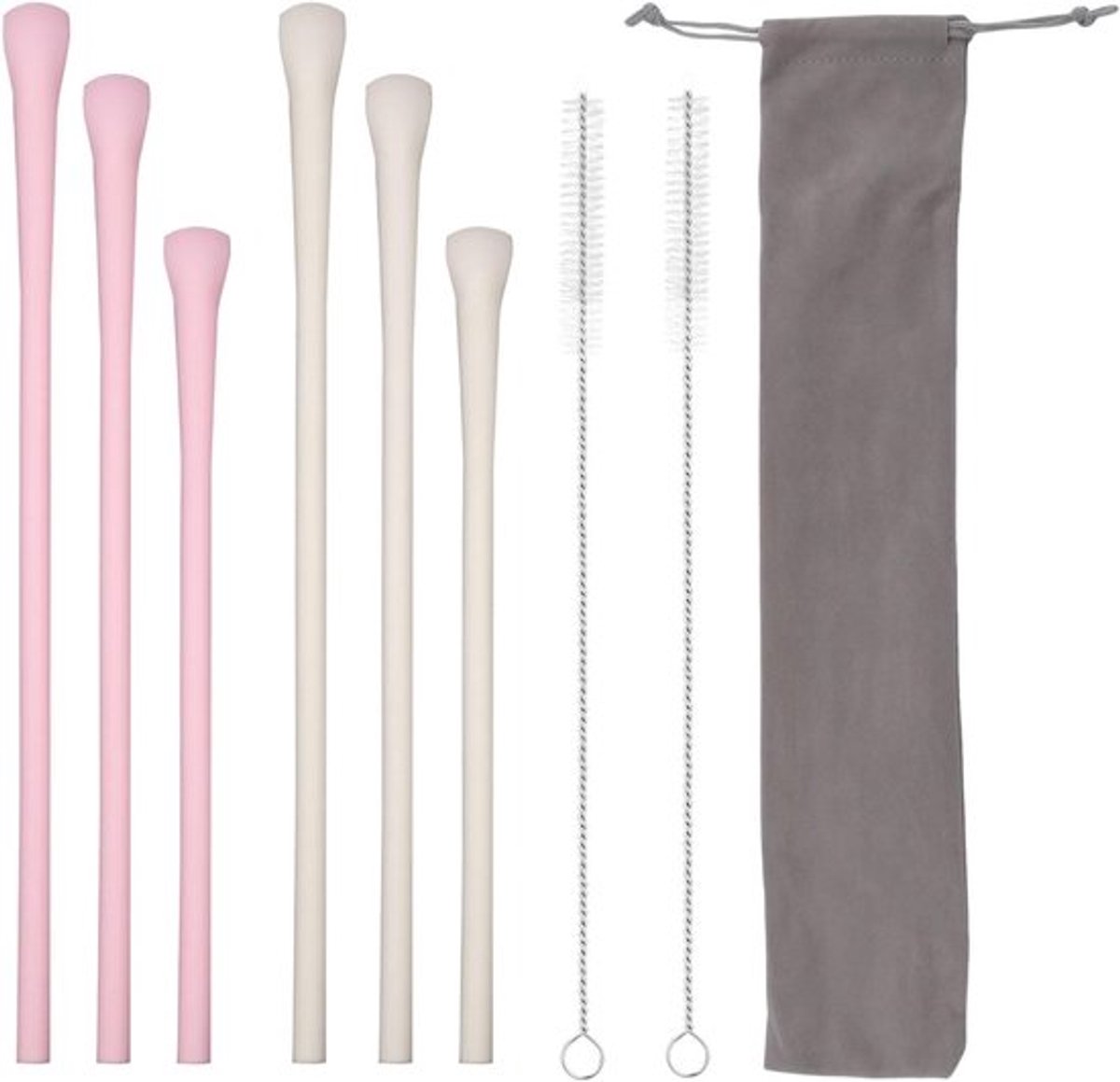 6pcs Vervangende Rietjes - Compatibel met 20/30/40oz Flessen - BPA Vrij - Rimpelloze Rietjes met 2 Schoonmaakborstels en Draagtas - 3 Maten Herbruikbare Siliconen Drinkrietjes voor Tumbler en Meer