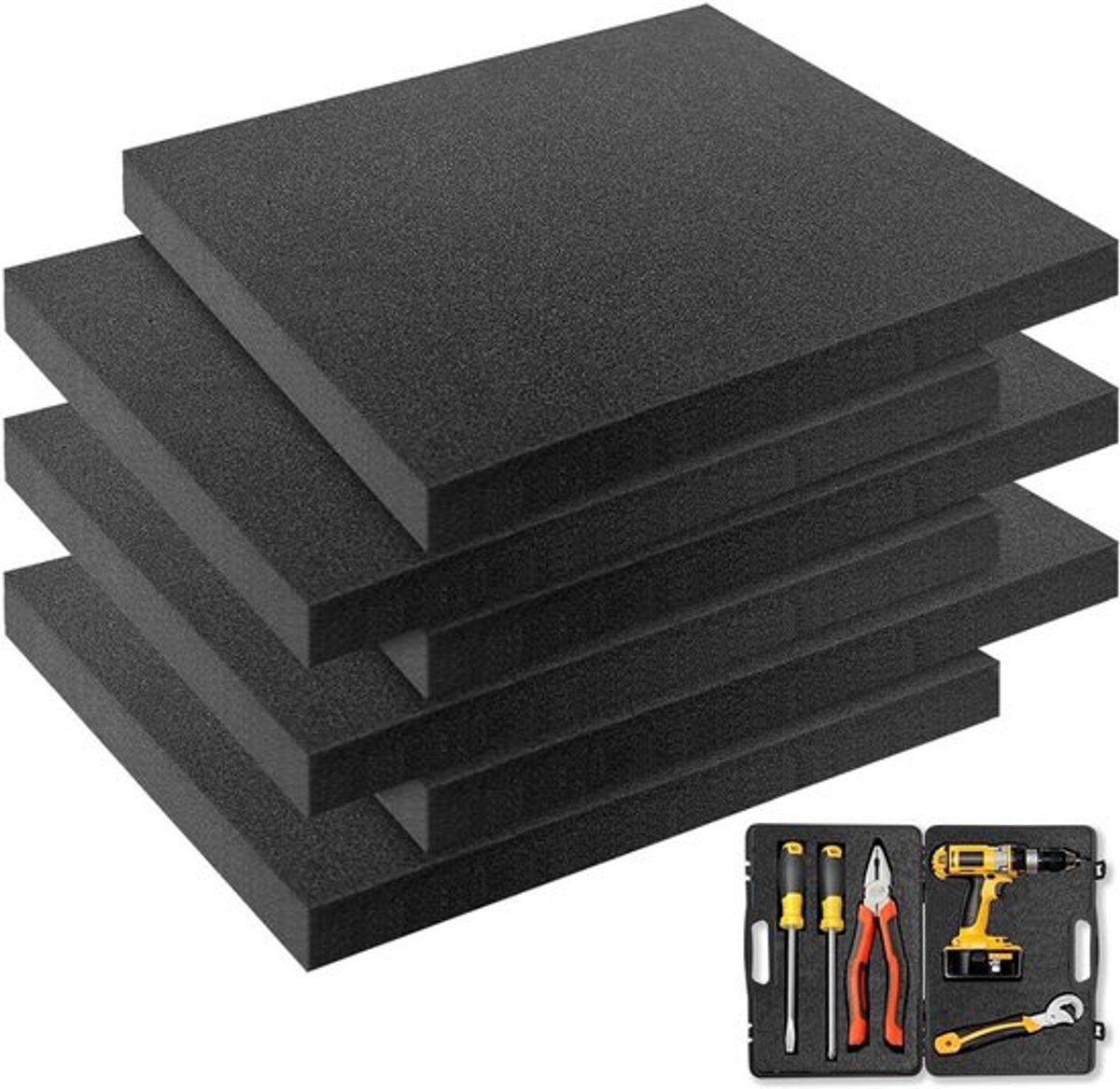 Set van 6 Grijze Schuim Inlegstukken 400 x 300 x 40 mm voor Verpakking, Opslag en DIY Projecten