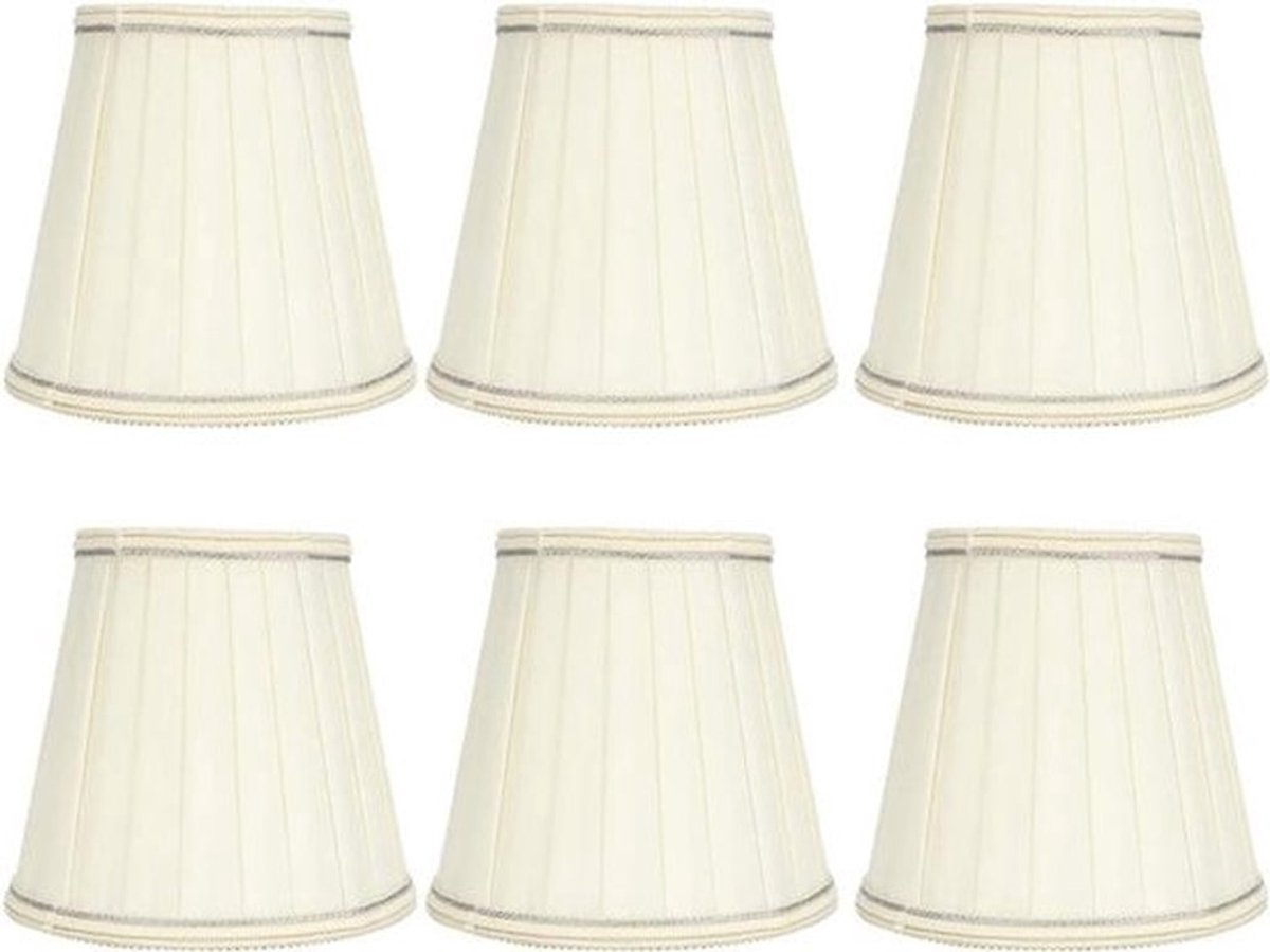 Stoffen lampenkap beige met kanten rand - set van 6 stuks - tafellampen, wandlampen, staande lampen - decoratief, modern, sfeervol.