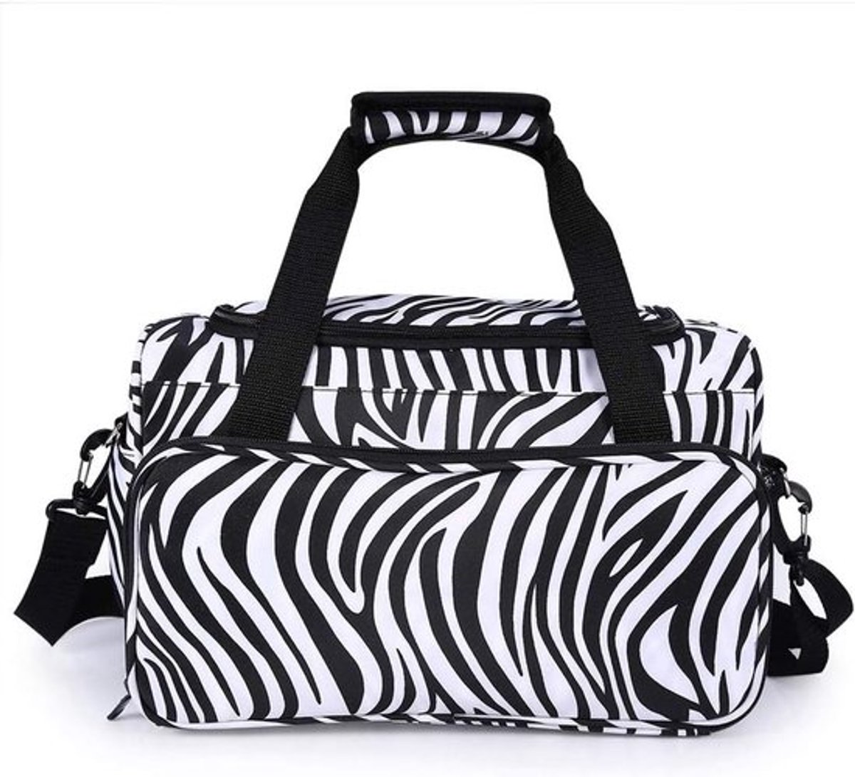 Professionele Haarstyling Tas met Zebra Streep, Draagbare Schaar en Kam Houder, Ideaal voor Föhn en Steilijzer, 35 x 20 x 24cm