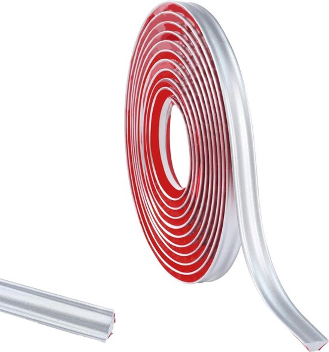 5 meter zelfklevende zilveren plinten voor wanddecoratie en afdichtingstape - PVC materiaal - 19 mm x 13 mm