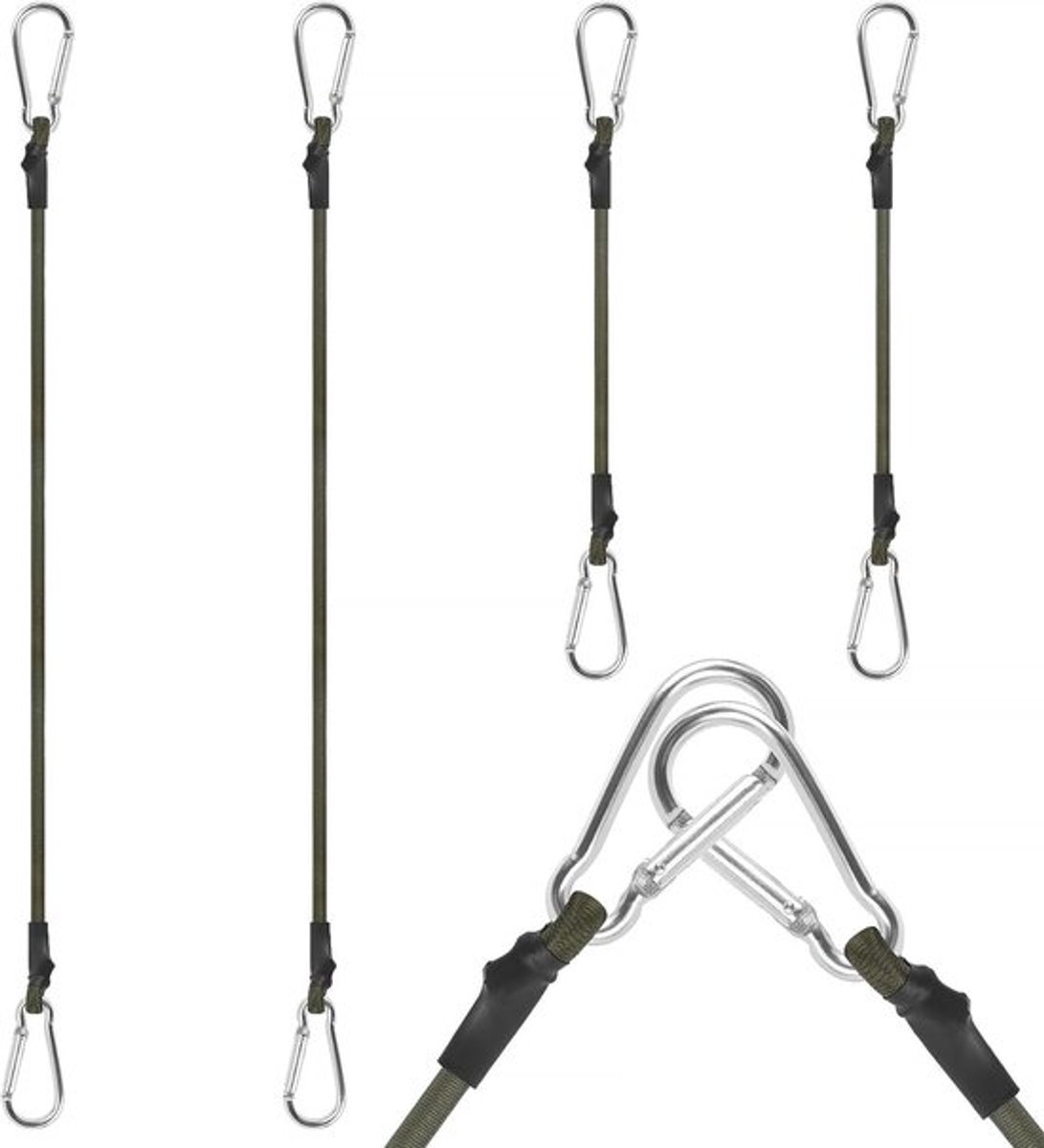 Karabijnhaak Bungee-Koord 4 Stuks - Multifunctioneel Elastische Expander voor Bagage, Luifels, Fietsen - 30/60cm Spanband - Auto Accessoires.
