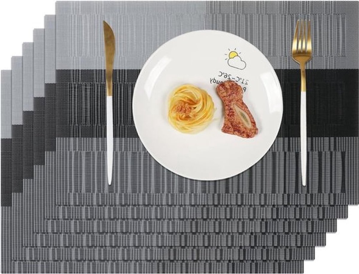 Afwasbare tafeldekjes set van 6 - hittebestendige kunststof tafelmatten - antislip voor keuken en eettafel