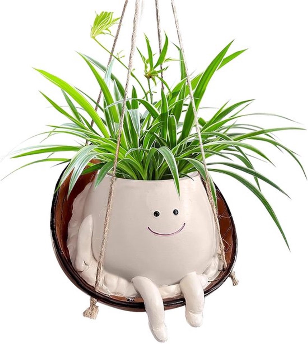 Hangende Bloempot met Schommel Gezicht - Decoratieve Plantenbak voor Binnen en Buiten - Kunsthars
