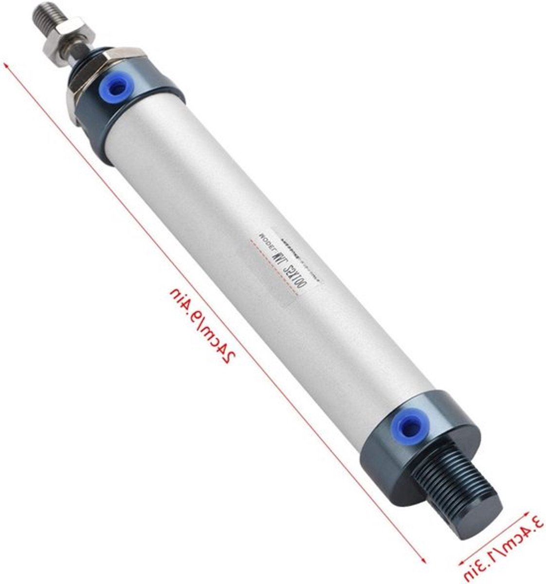 Mini pneumatische cilinder met dubbele werking, boring 25mm en slaglengte 100mm voor diverse toepassingen
