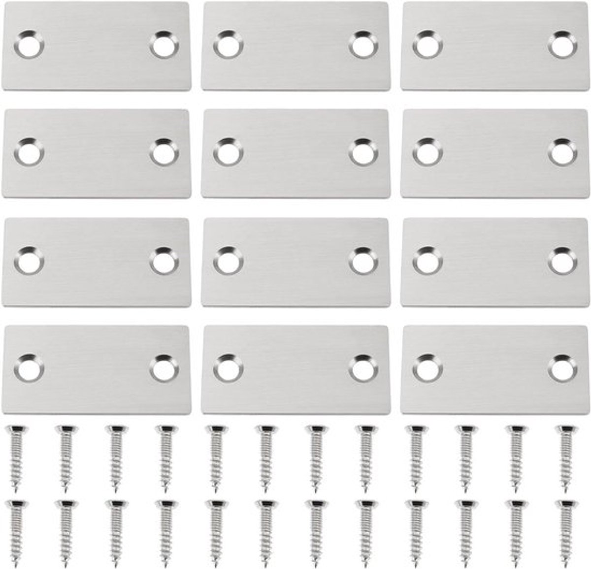 - Deur Strike Gat Cover - Rvs - Deur Rand Gat Vulplaat - 12 stuks - Voor Afdekken Deurslot Gat met Schroeven - Geschikt voor alle standaard deuren - Zilver.