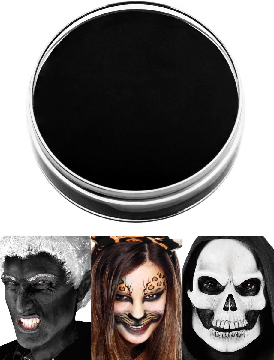 Crème schmink zwart make-up 15ml - voor fasching carnaval