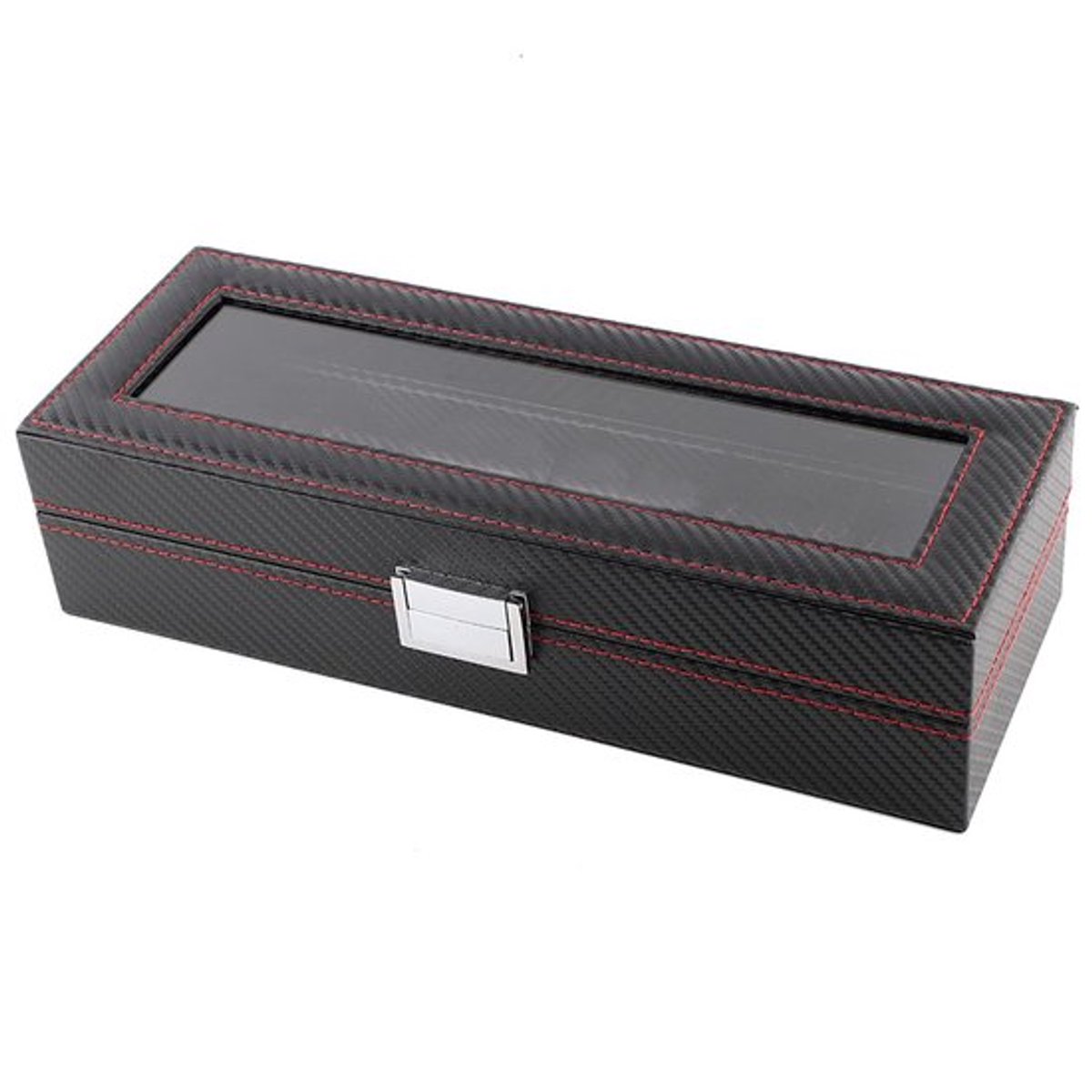 Horlogedoos 6-slots - Koolstofvezel - Sieradendisplay - Opbergoplossing - PU Materiaal - Zwart - Modieus Design - Sieradenbox