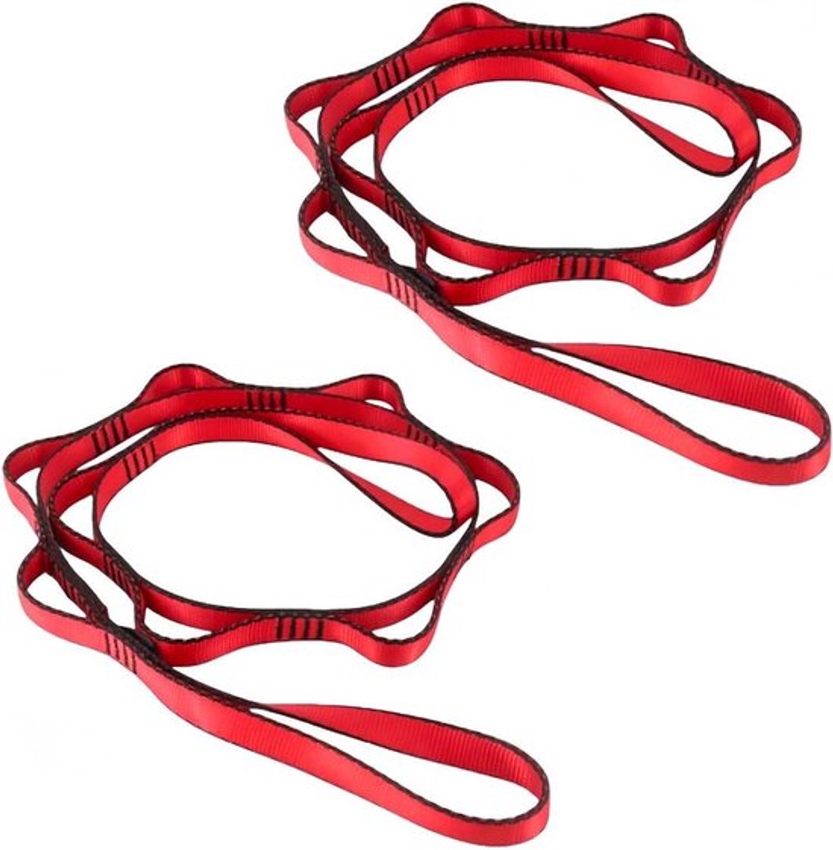 Verstelbare Yoga Hangmat Verlengband - Pilates Fitness Oefeningen - Rood - Daisy-kettingen - Geschikt voor 2 stuks - Klimsling Fitness Pilates en Oefeningen.