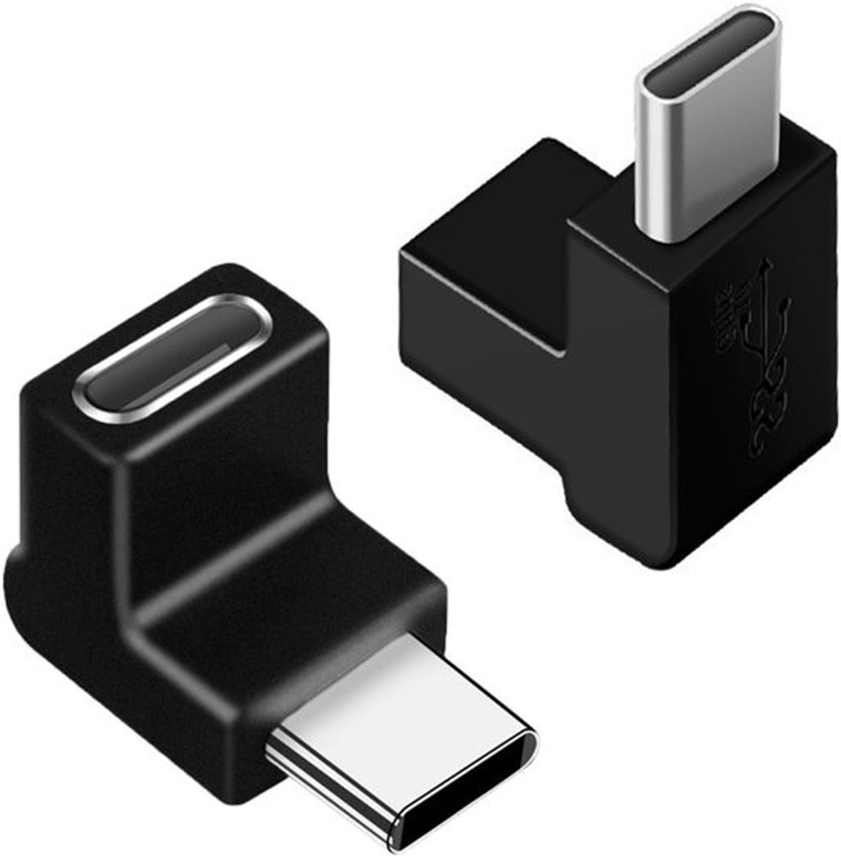 90 Graden USB C naar USB C Adapter (2-Pack) - Type-C 3.1 Elbow OTG Adapters voor MacBook, iPhone, Samsung Galaxy en Tablets, Perfect voor Ruimtebesparing en Gemakkelijk Gebruik