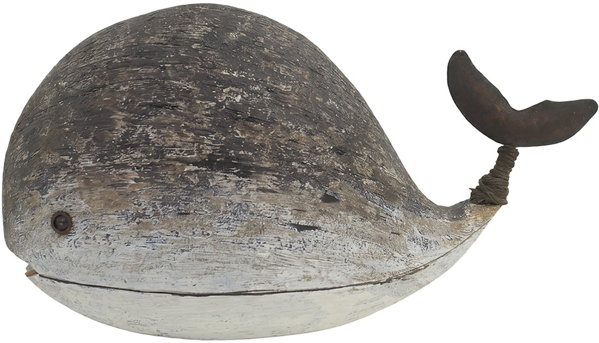 Clayre & Eef Decoratie Beeld Walvis Bruin Hout