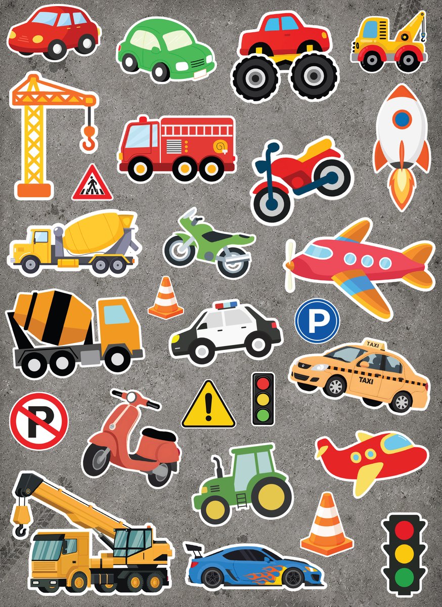 Stickers Voertuigen - 3 Stickervellen - Stickers Jongens - Voertuigen Speelgoed — afbeelding 2