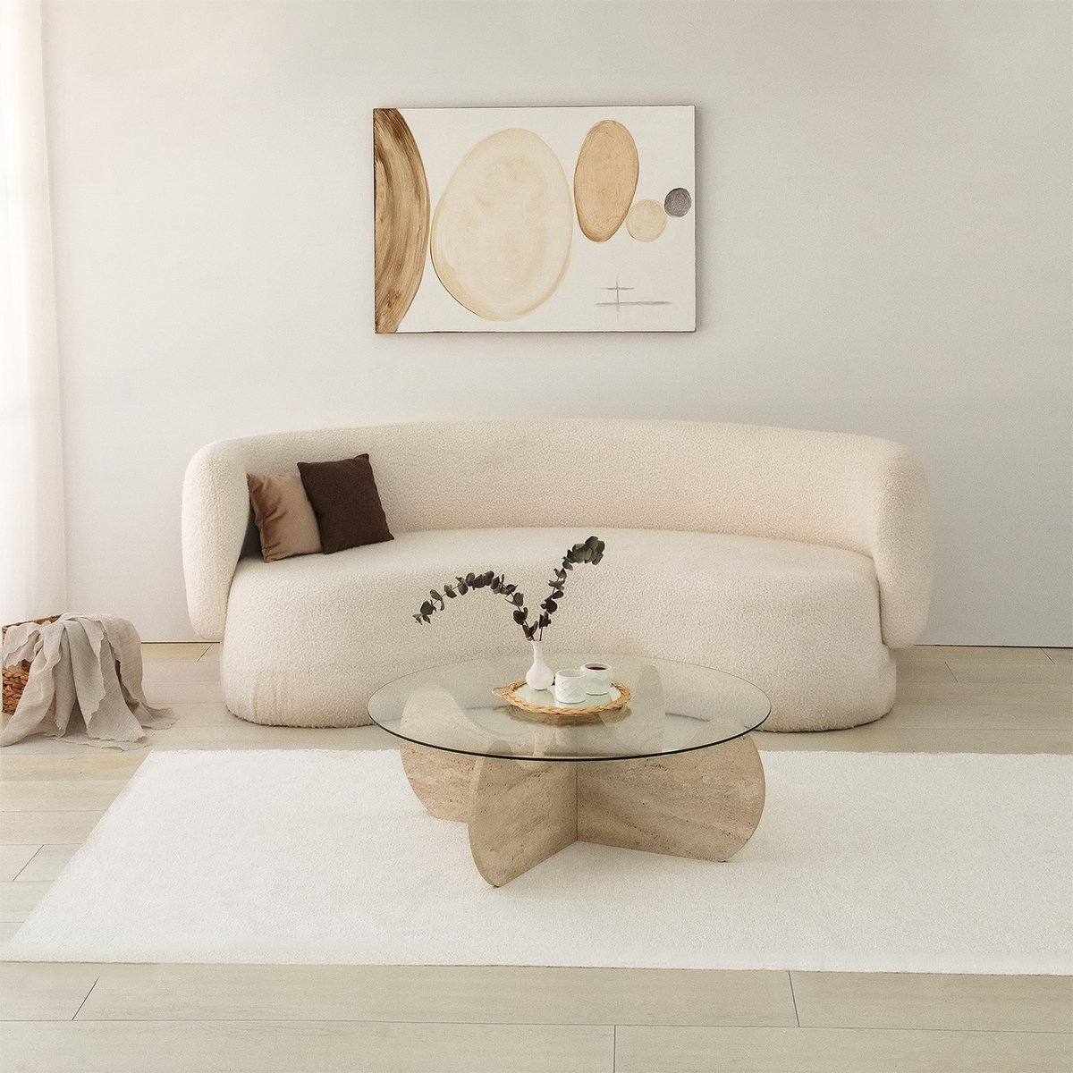 Asir - Salontafel - Travertijn - 90 x 90 x 30 cm